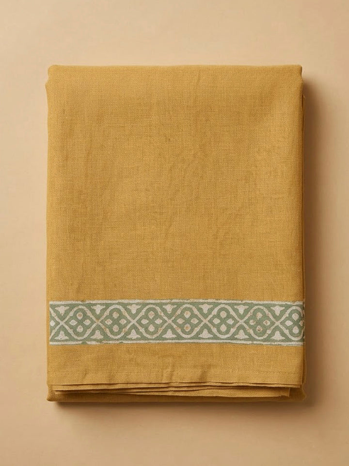 Mustard Chanderi Embroidered Unstitched Dress Material