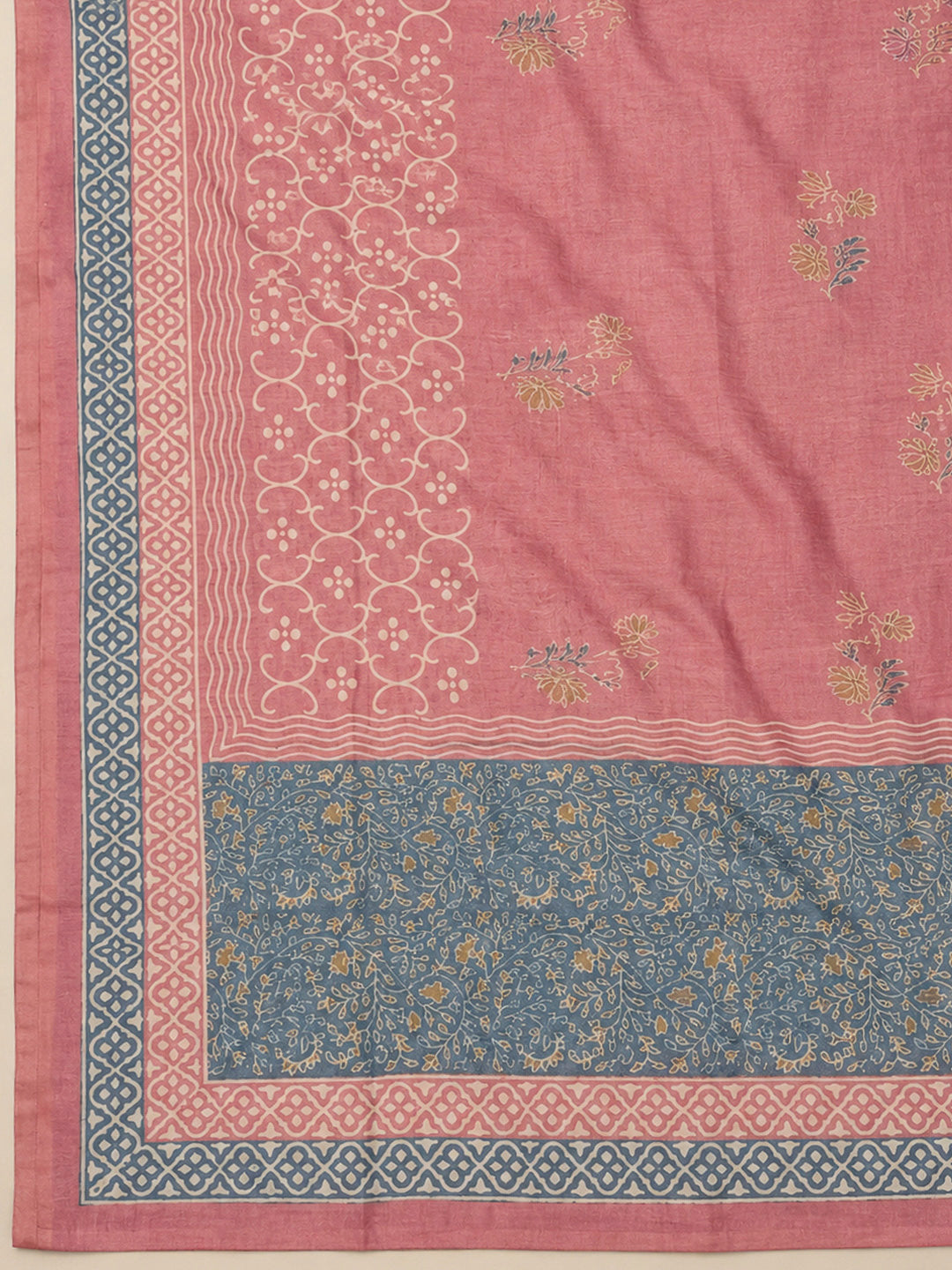 Peach Chanderi Embroidered Unstitched Dress Material