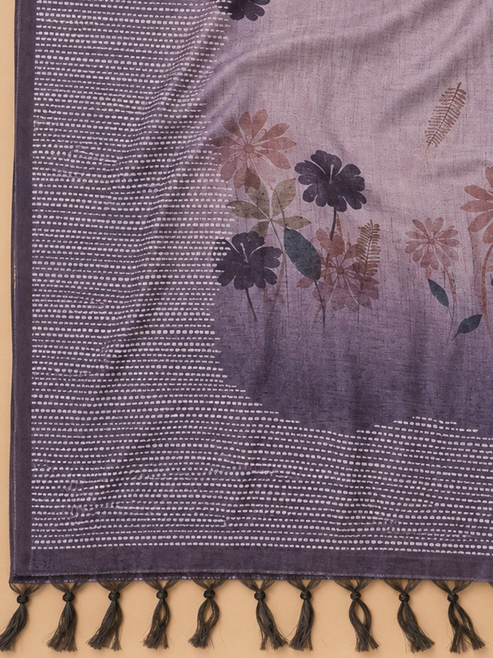 Purple Chanderi Embroidered Unstitched Dress Material