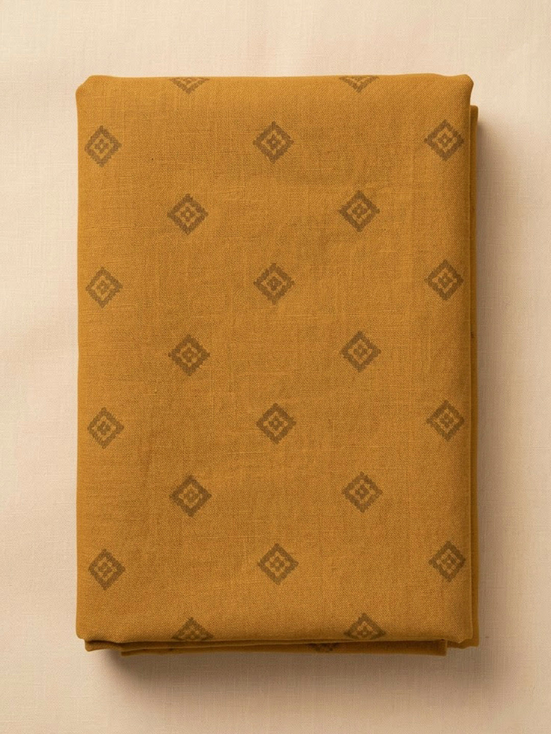 Mustard Art Silk Printed Unstitched Dress Material