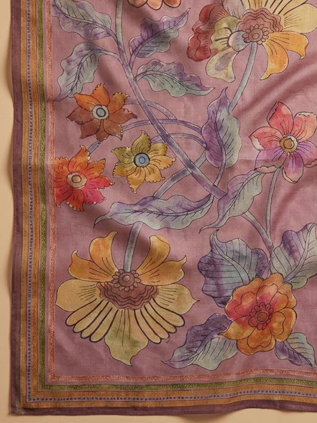 Onion Pink Chanderi Printed Unstitched Dress Material