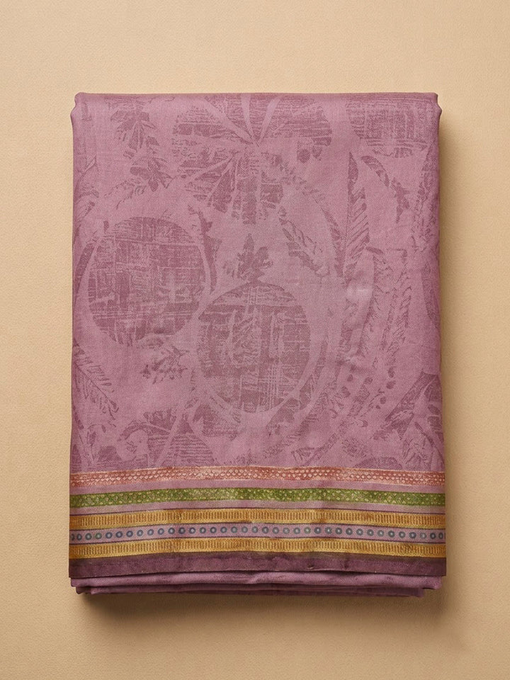 Onion Pink Chanderi Printed Unstitched Dress Material