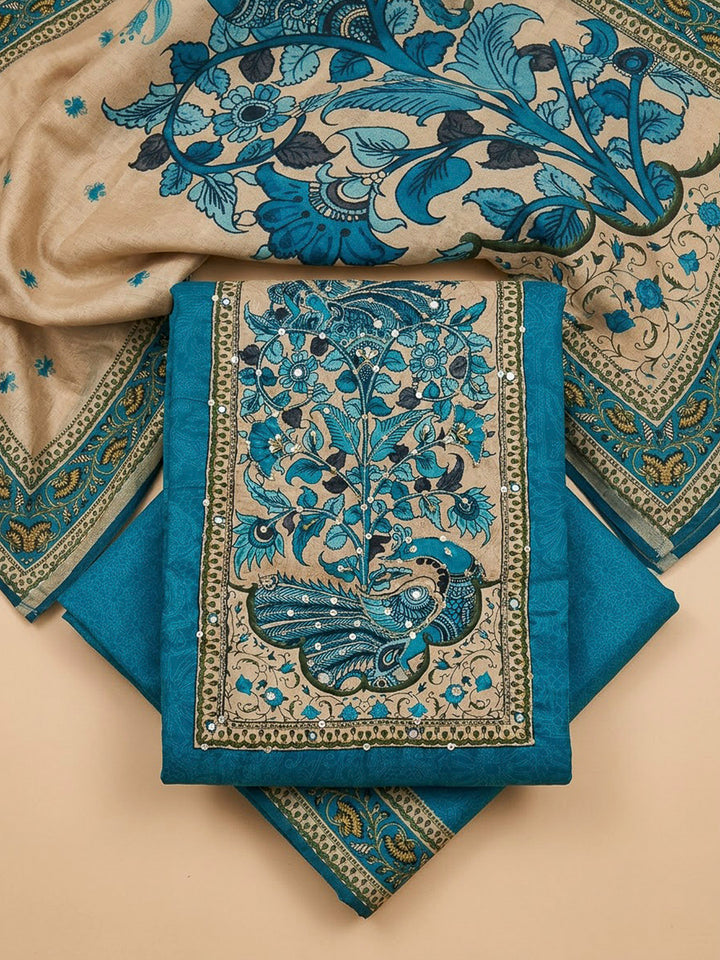 Firozee Chanderi Printed Unstitched Dress Material