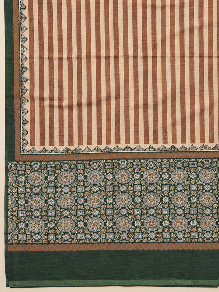 Rust Chanderi Embroidered Unstitched Dress Material