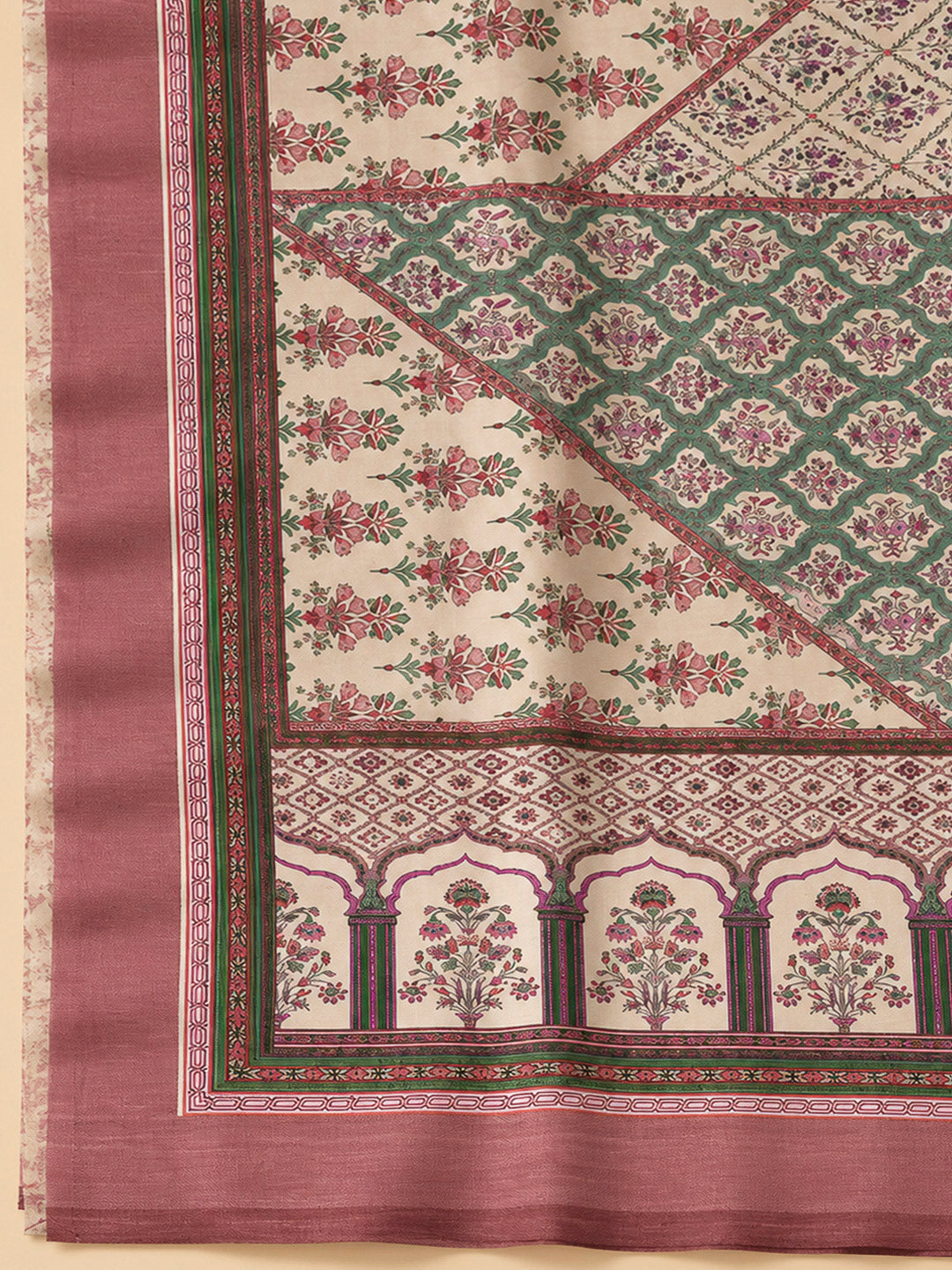 Dusty Pink Tussar Embroidered Unstitched Dress Material