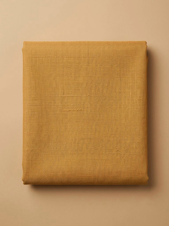 Mustard Tussar Embroidered Unstitched Dress Material