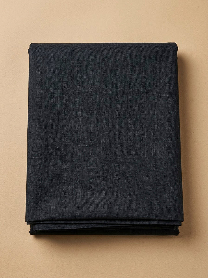 Black Tussar Embroidered Unstitched Dress Material