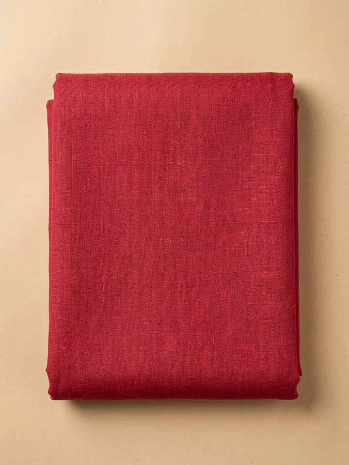 Red Tussar Embroidered Unstitched Dress Material