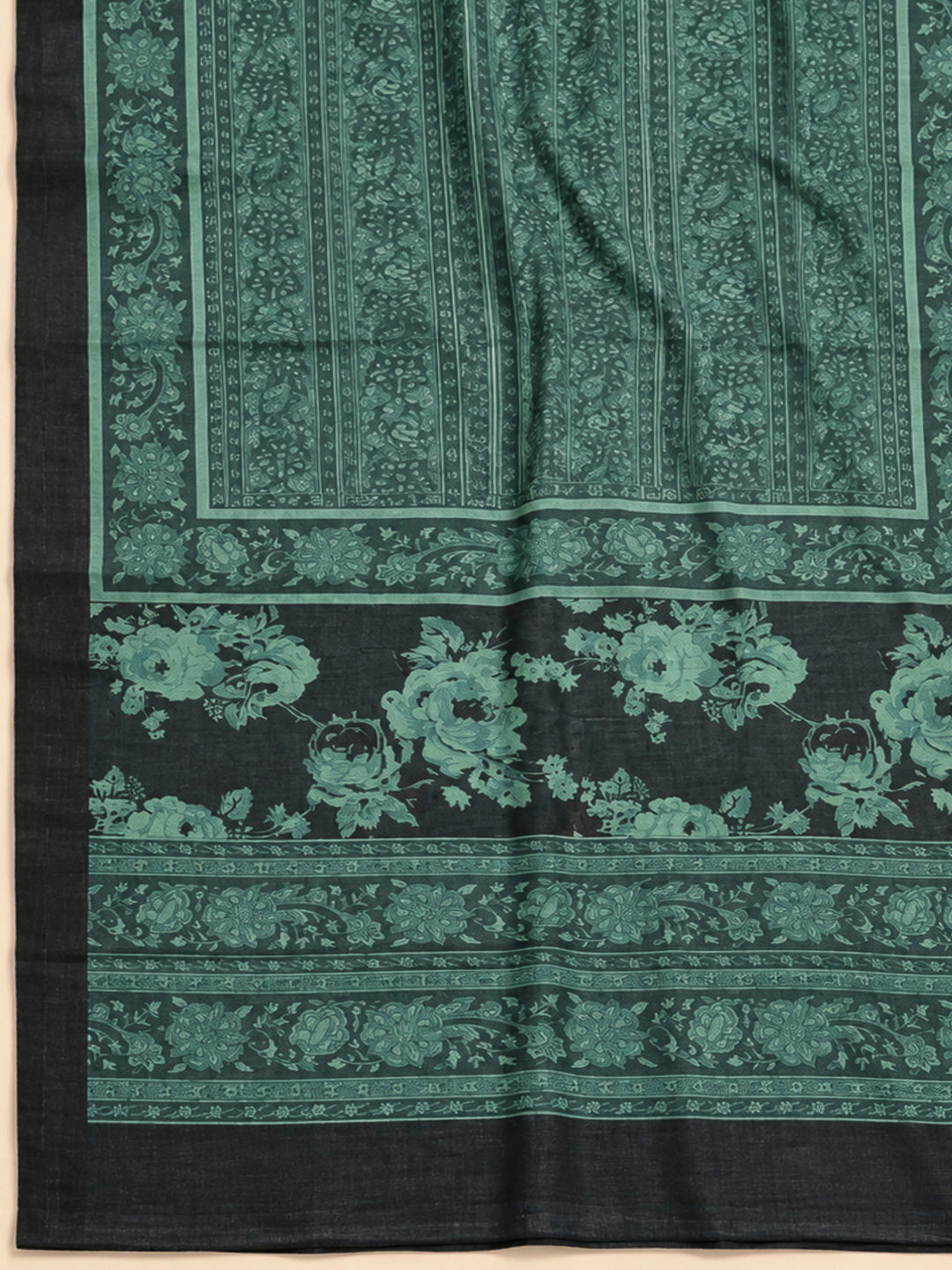 Black Tussar Embroidered Unstitched Dress Material