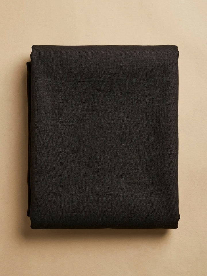Black Tussar Embroidered Unstitched Dress Material
