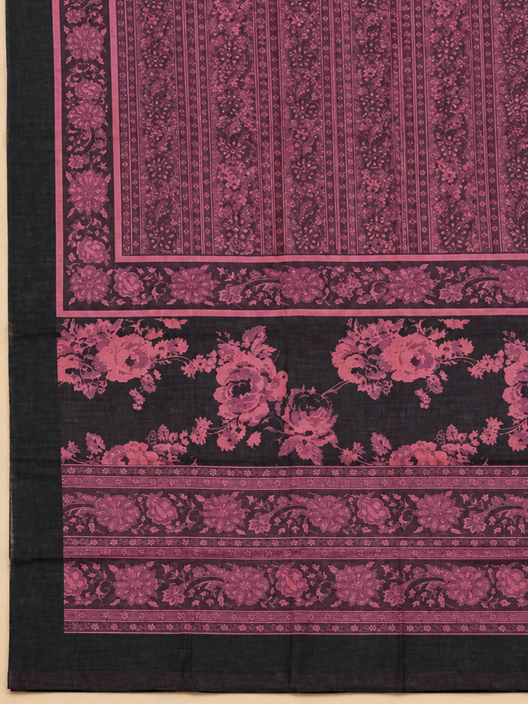 Black Tussar Embroidered Unstitched Dress Material
