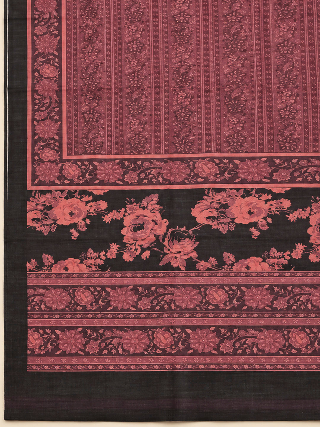 Black Tussar Embroidered Unstitched Dress Material