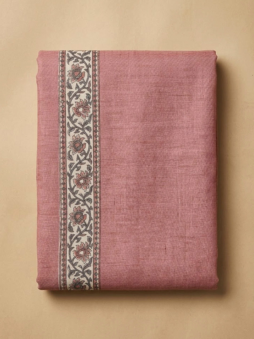 Peach Chanderi Embroidered Unstitched Dress Material
