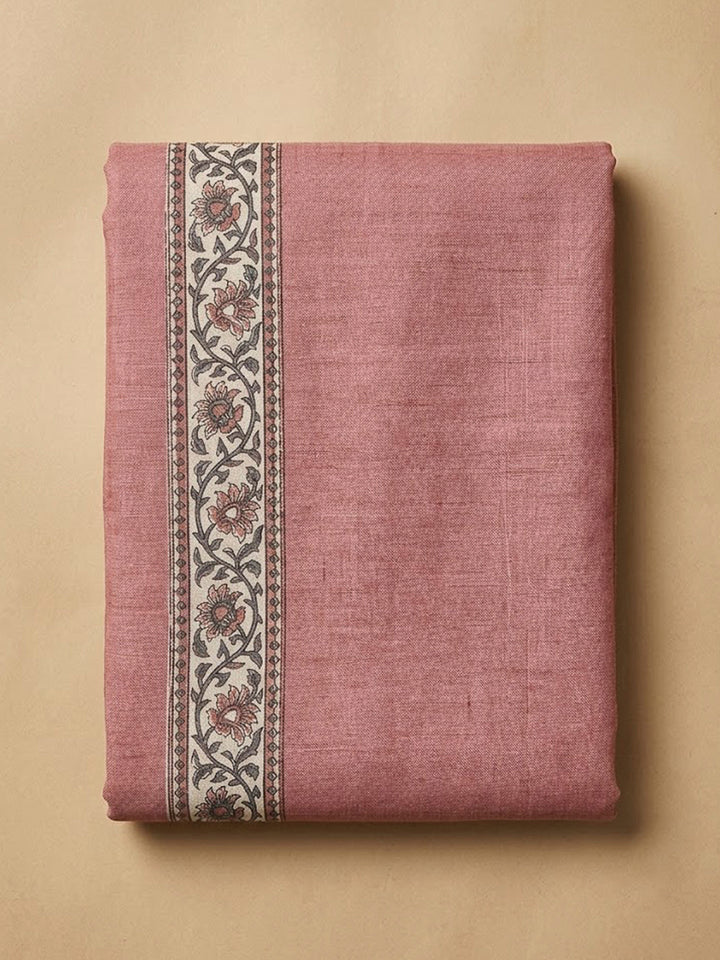 Peach Chanderi Embroidered Unstitched Dress Material