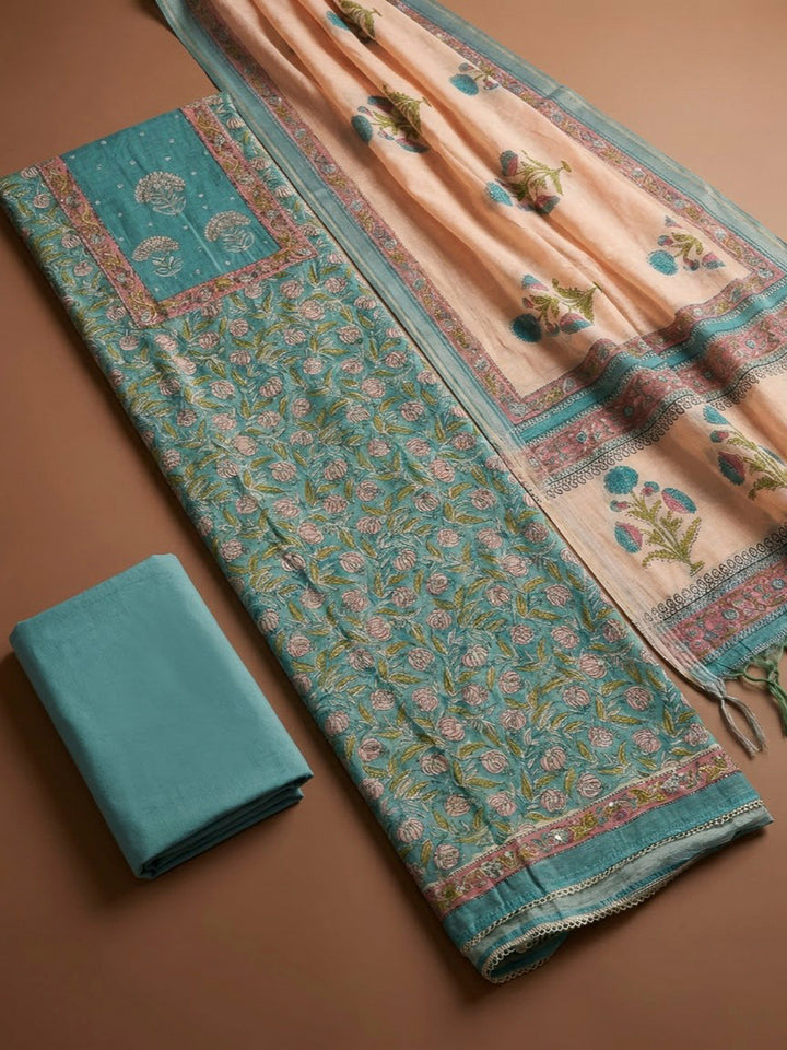 Firozee Chanderi Embroidered Unstitched Dress Material