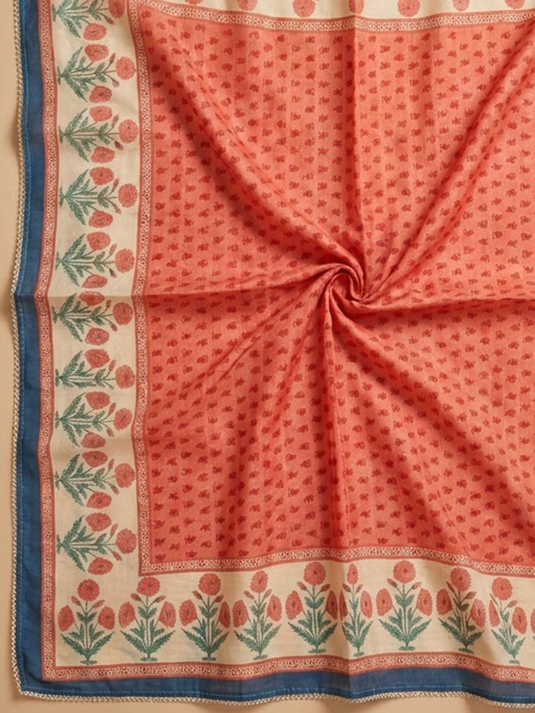 Blue Chanderi Embroidered Unstitched Dress Material