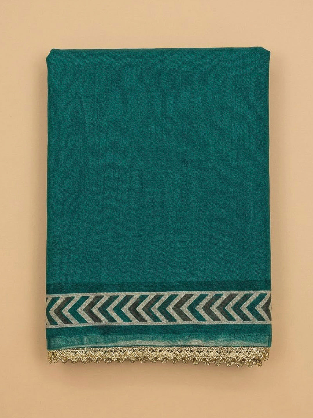 Rama Green Chanderi Printed Unstitched Dress Material
