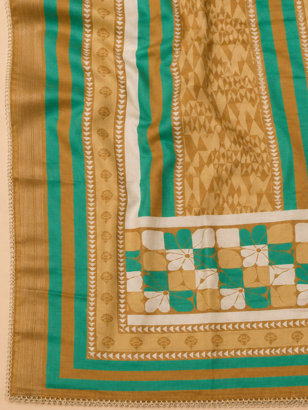 Mustard Art Silk Embroidered Unstitched Dress Material