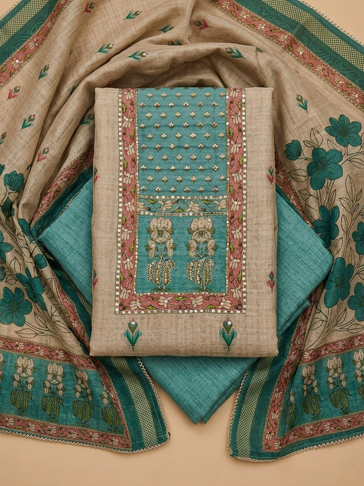 Firozee Chanderi Printed Unstitched Dress Material
