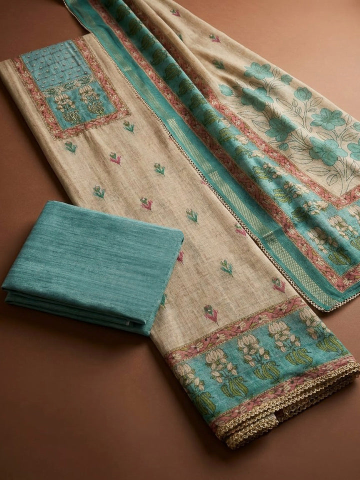 Firozee Chanderi Printed Unstitched Dress Material