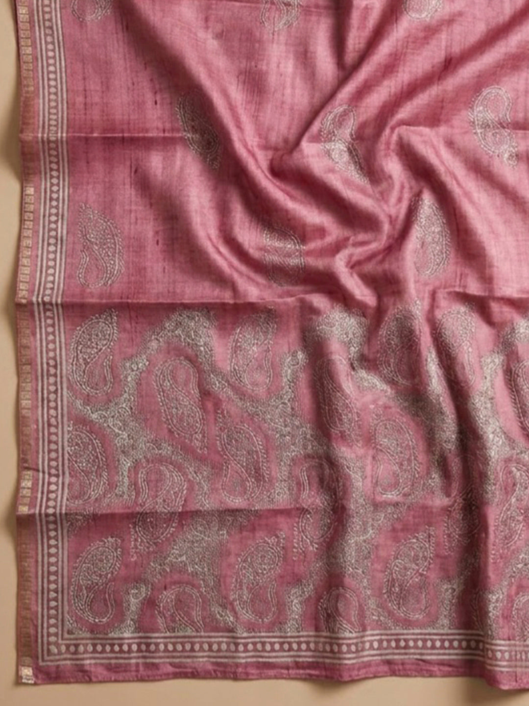 Onion Pink Art Silk Printed Unstitched Dress Material