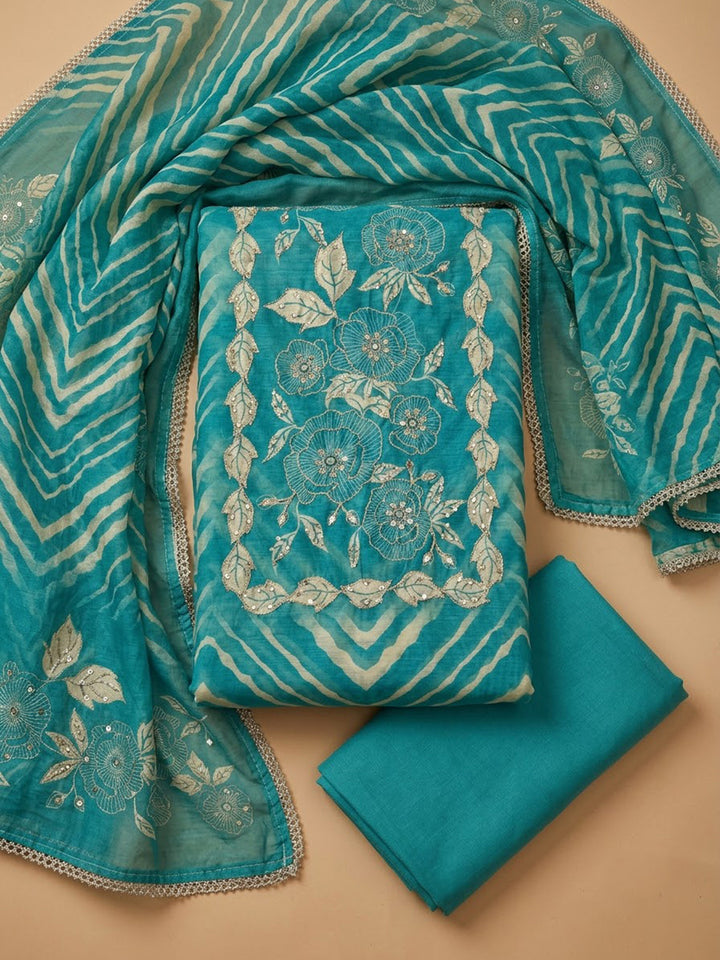 Firozee Chanderi Embroidered Unstitched Dress Material
