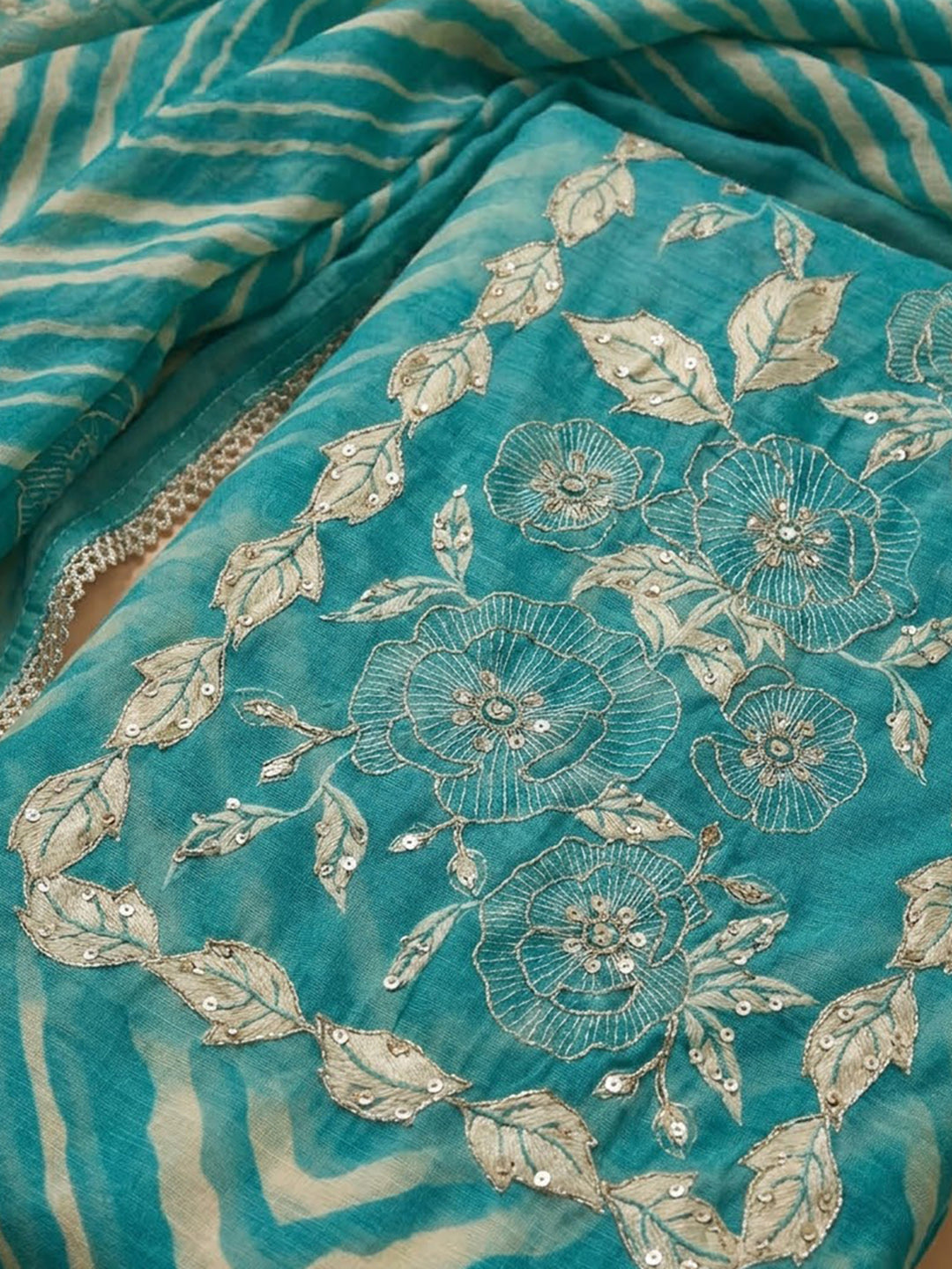 Firozee Chanderi Embroidered Unstitched Dress Material