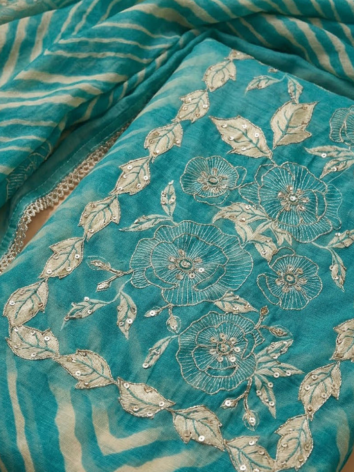Firozee Chanderi Embroidered Unstitched Dress Material