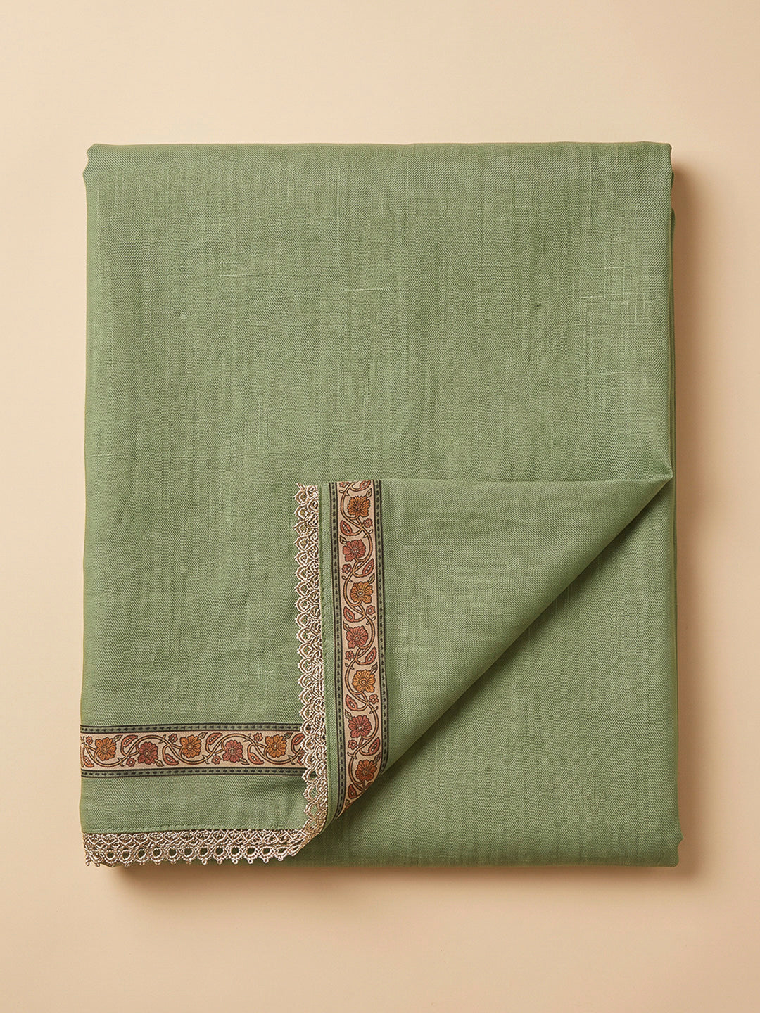 Green Chanderi Printed Unstitched Dress Material
