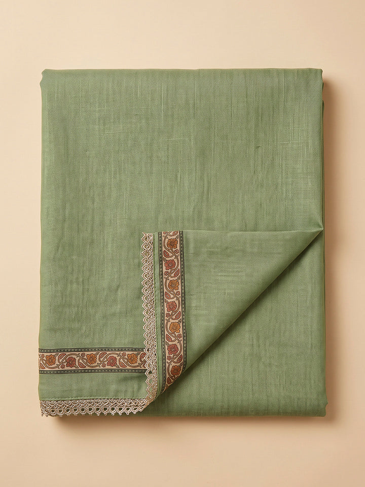 Green Chanderi Printed Unstitched Dress Material