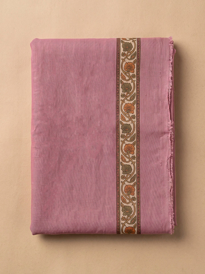 Onion Pink Chanderi Printed Unstitched Dress Material