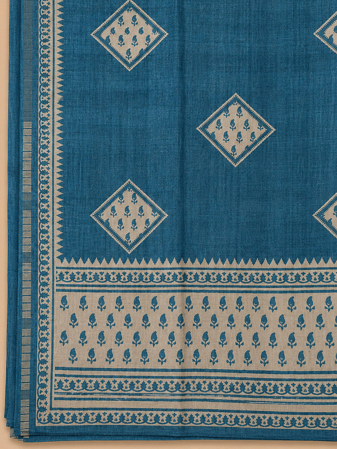 Blue Art Silk Embroidered Unstitched Dress Material