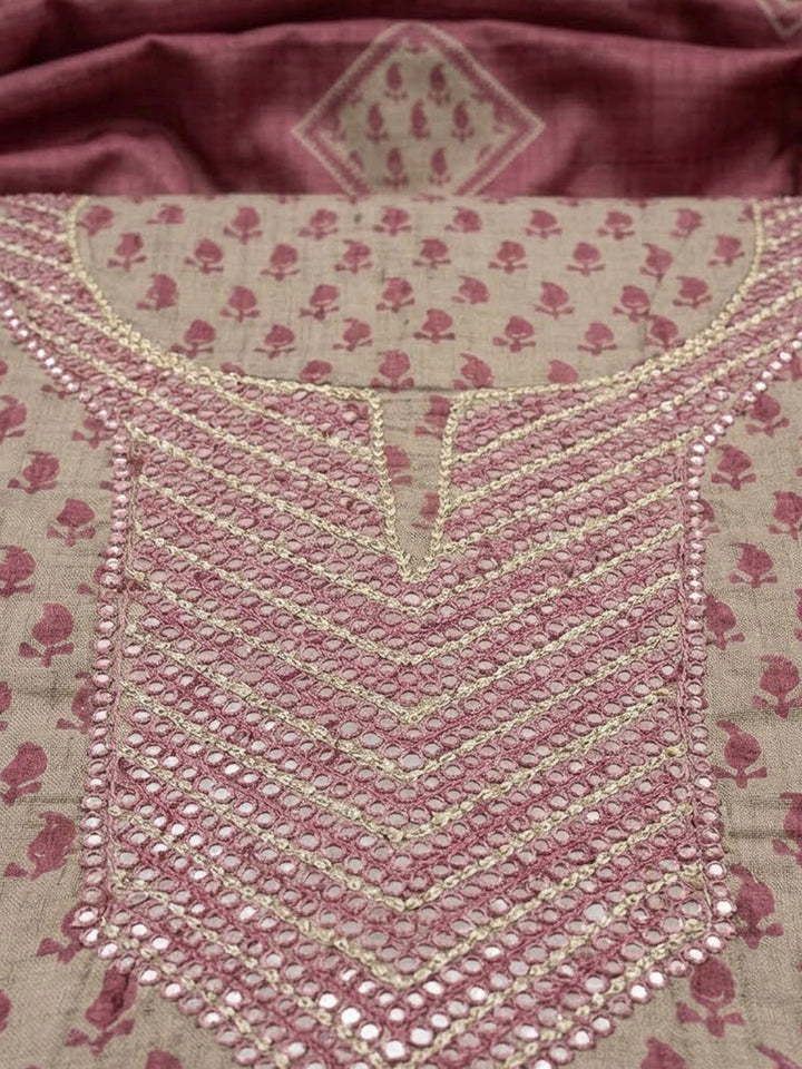 Onion Pink Art Silk Embroidered Unstitched Dress Material