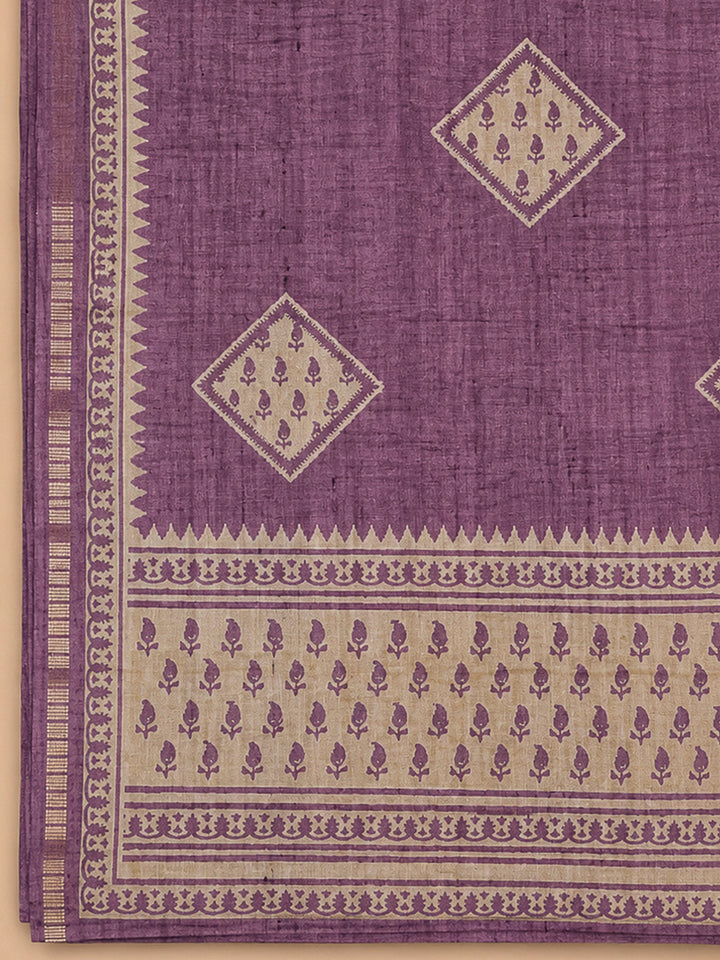 Purple Art Silk Embroidered Unstitched Dress Material