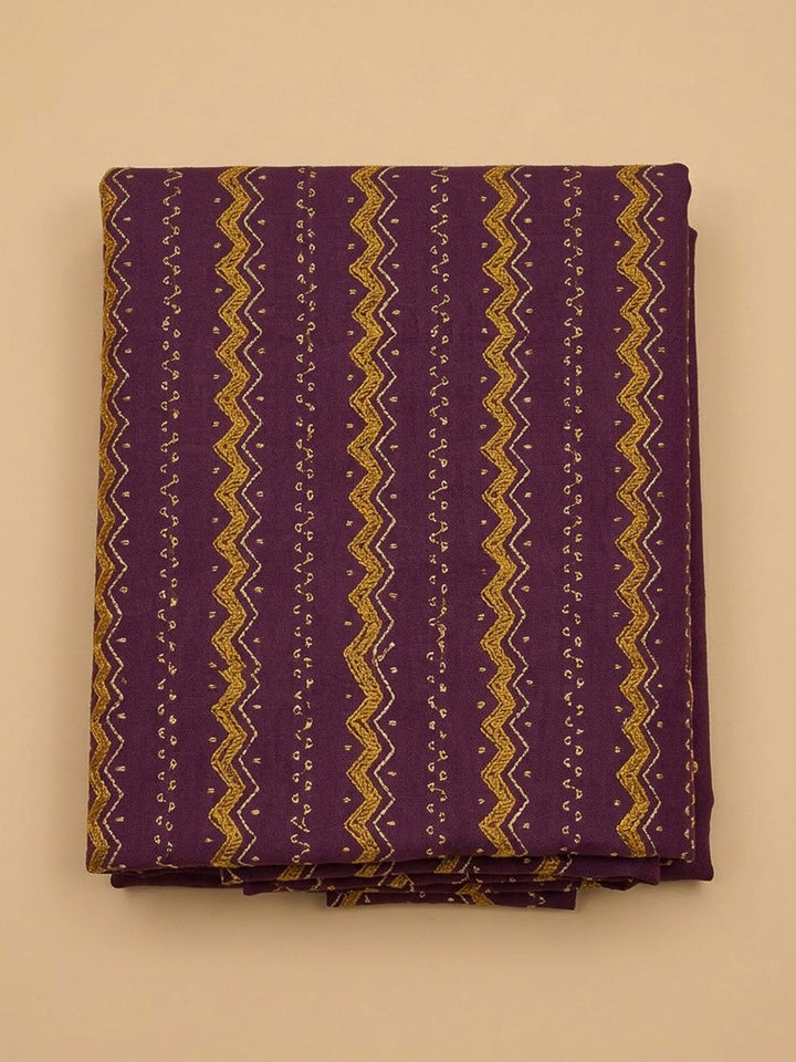 Purple Cotton Blend Printed Unstitched Dress Material