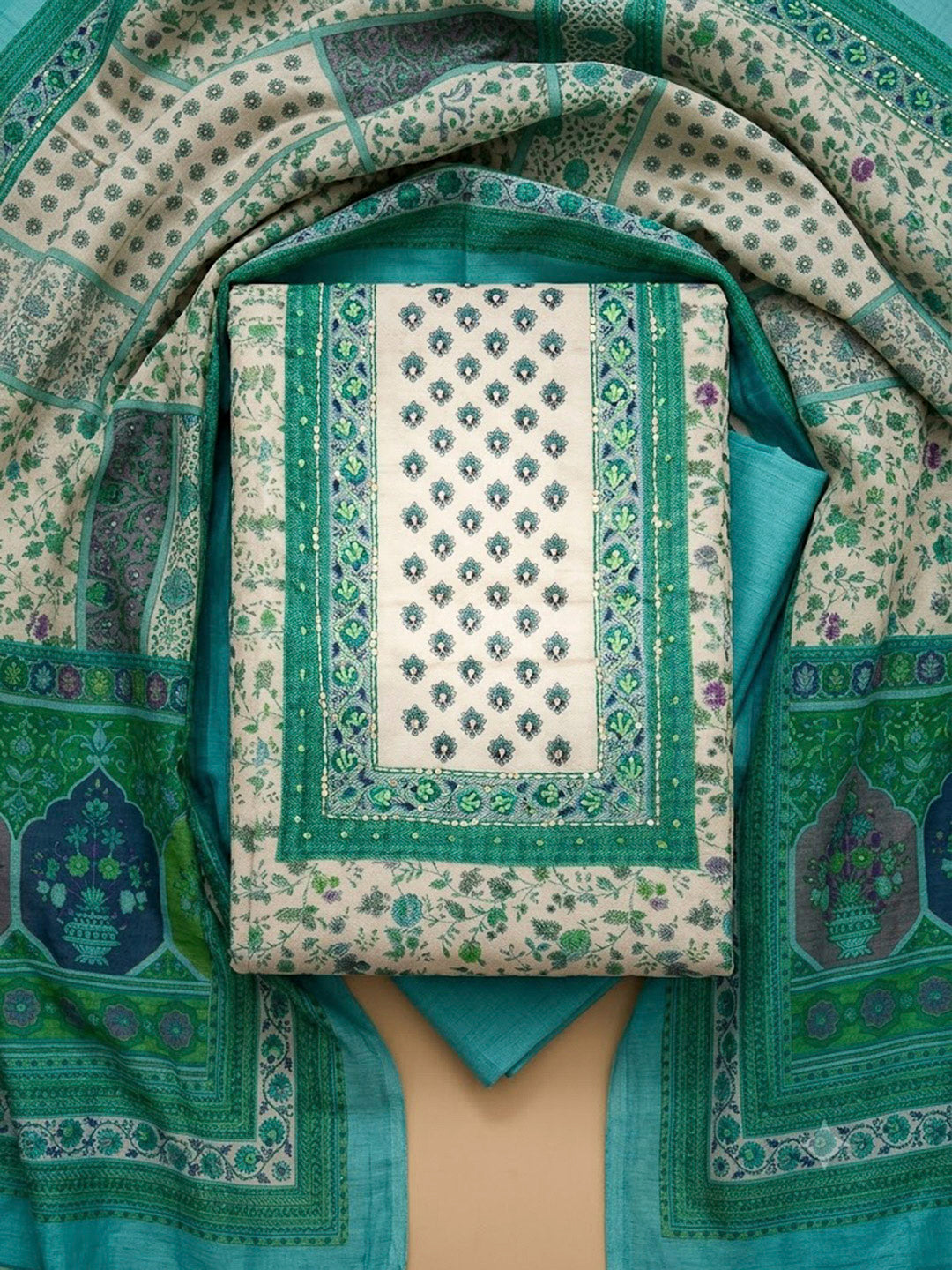Firozee Chanderi Embroidered Unstitched Dress Material