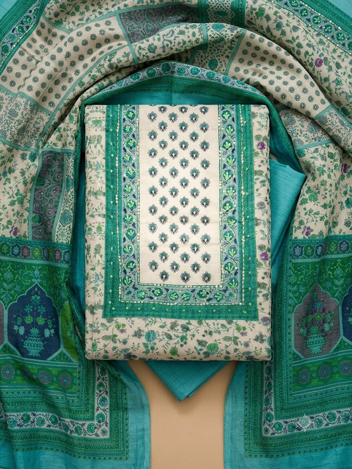 Firozee Chanderi Embroidered Unstitched Dress Material