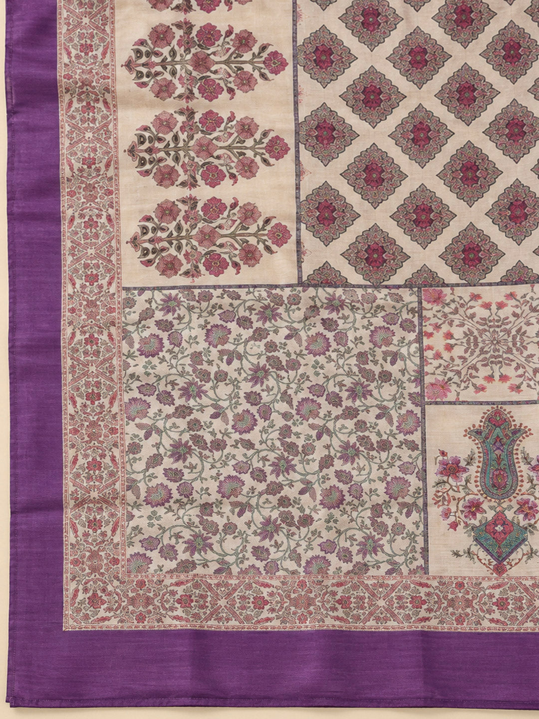 Purple Chanderi Embroidered Unstitched Dress Material