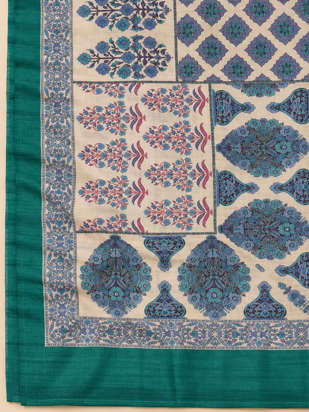 Rama Green Chanderi Embroidered Unstitched Dress Material