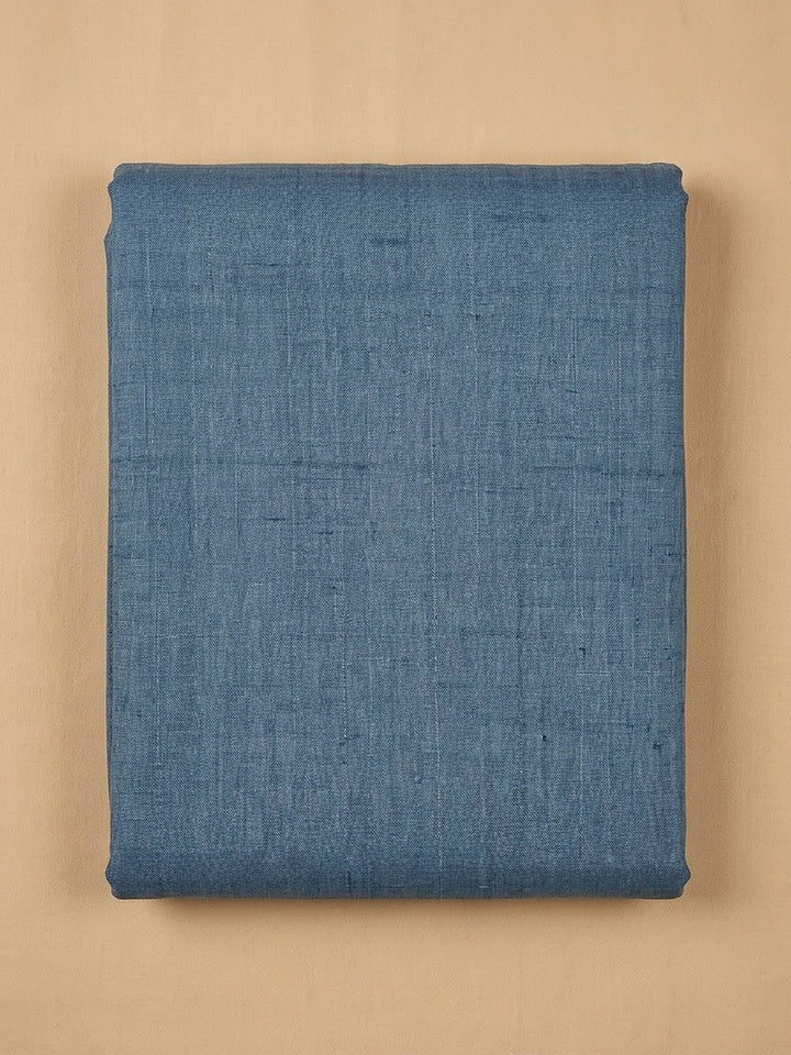Blue Tussar Printed Unstitched Dress Material