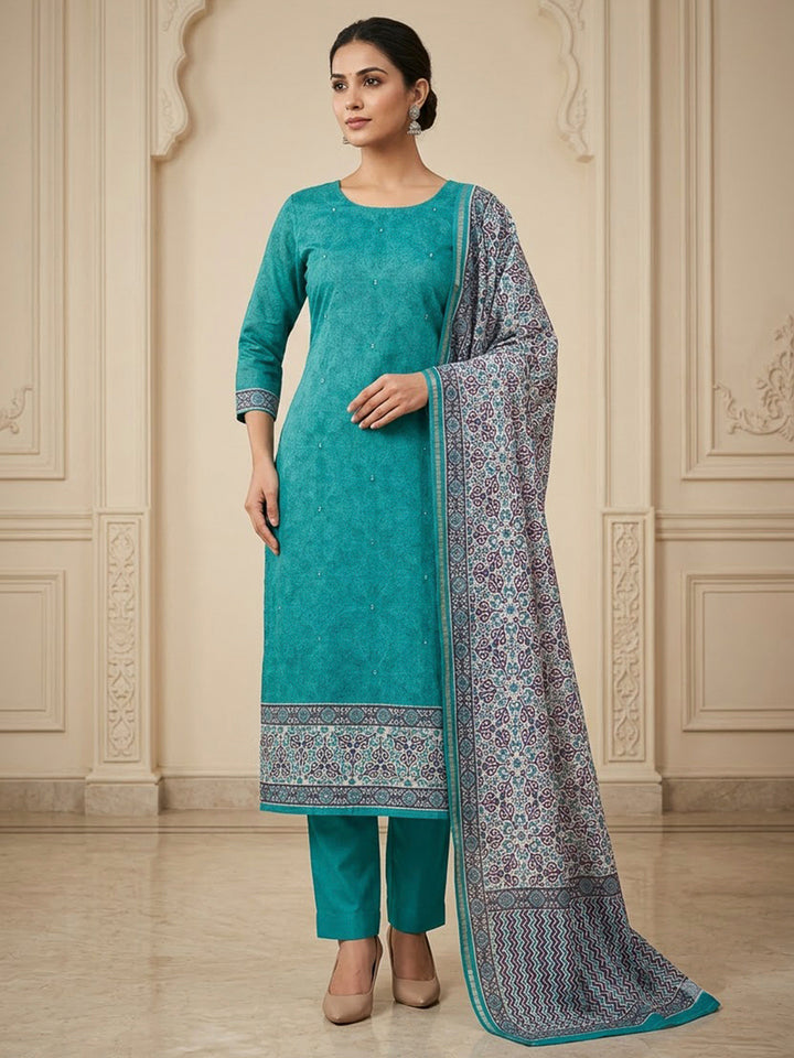 Firozee Tussar Printed Unstitched Dress Material