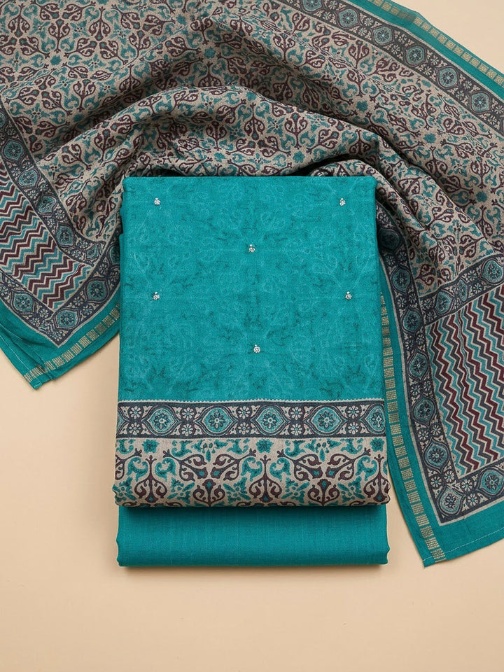 Firozee Tussar Printed Unstitched Dress Material