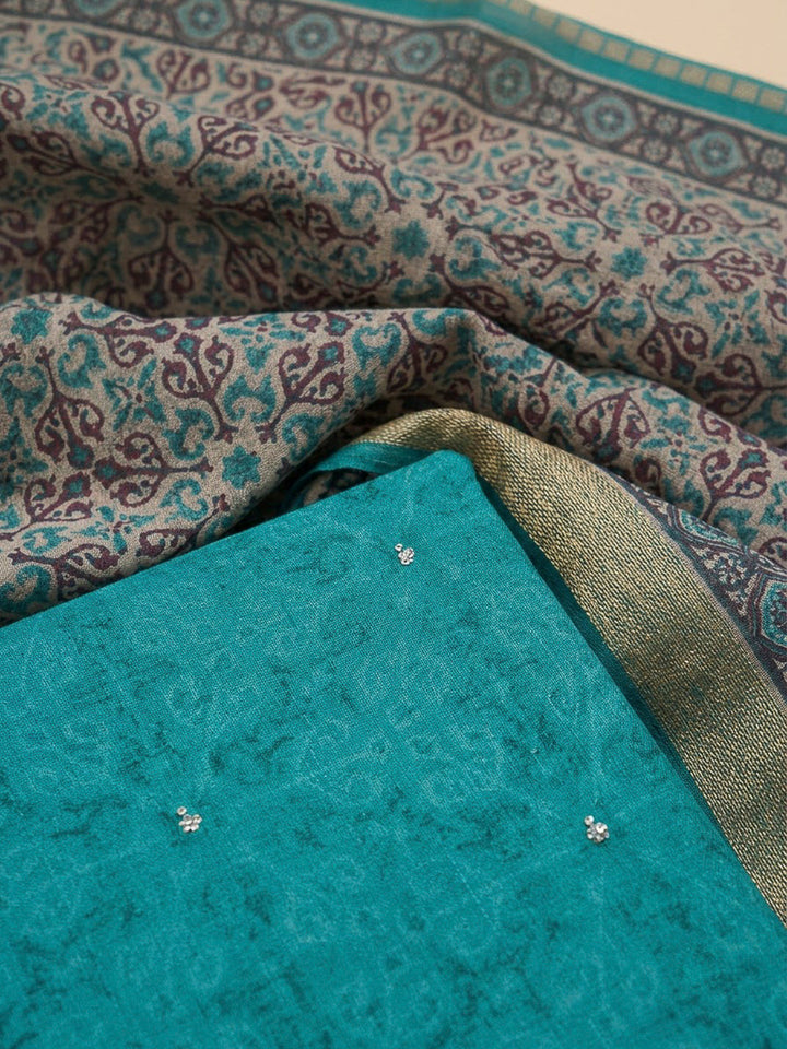Firozee Tussar Printed Unstitched Dress Material