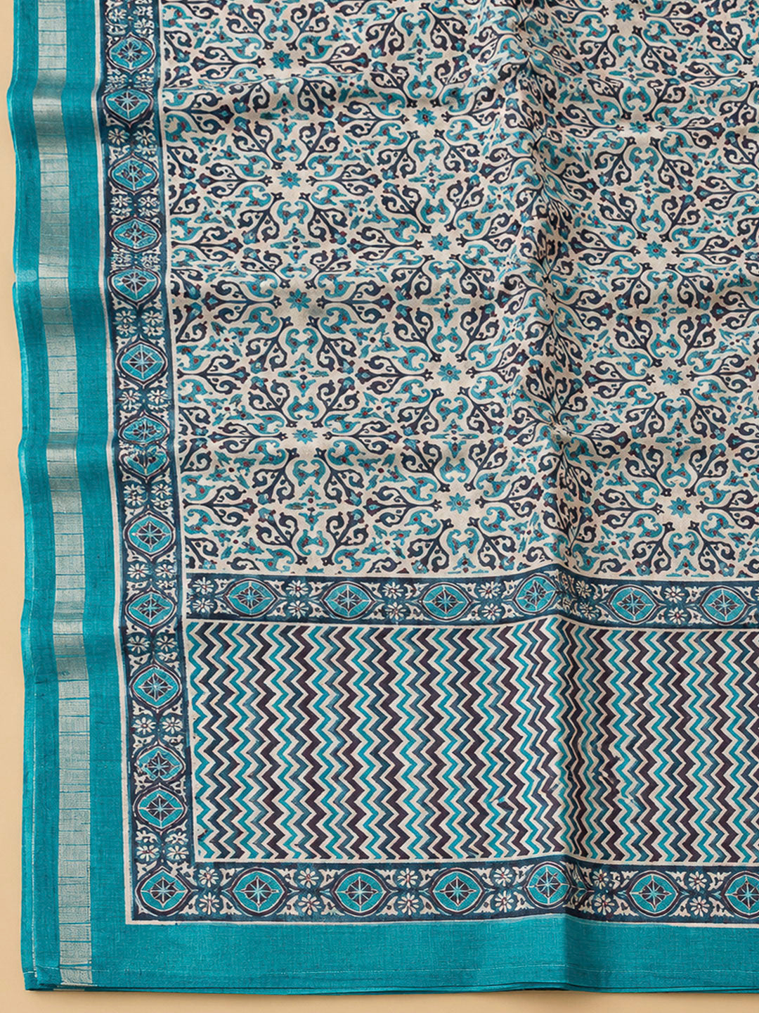 Firozee Tussar Printed Unstitched Dress Material