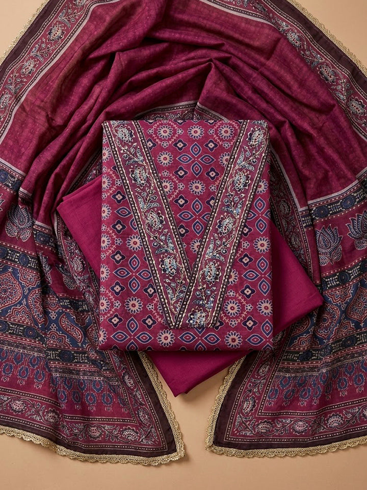 Rani Chanderi Printed Unstitched Dress Material