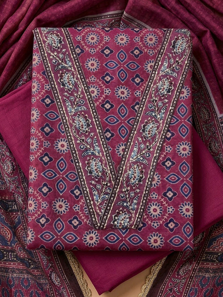 Rani Chanderi Printed Unstitched Dress Material