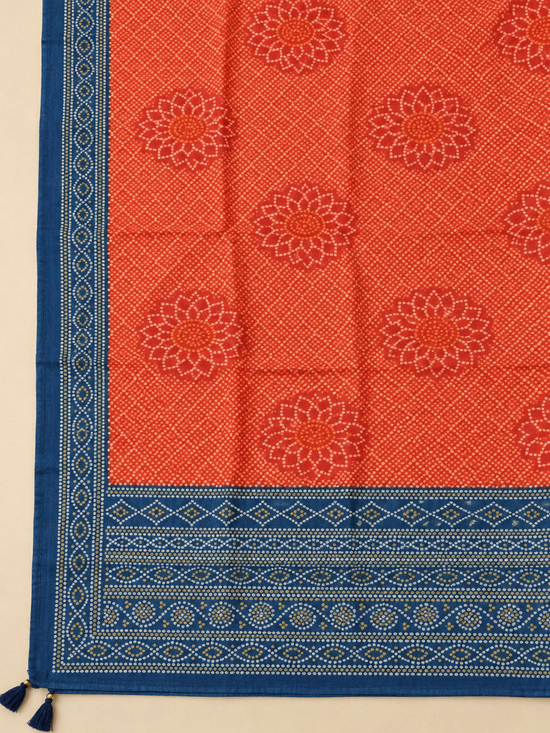 Blue Chanderi Printed Unstitched Dress Material