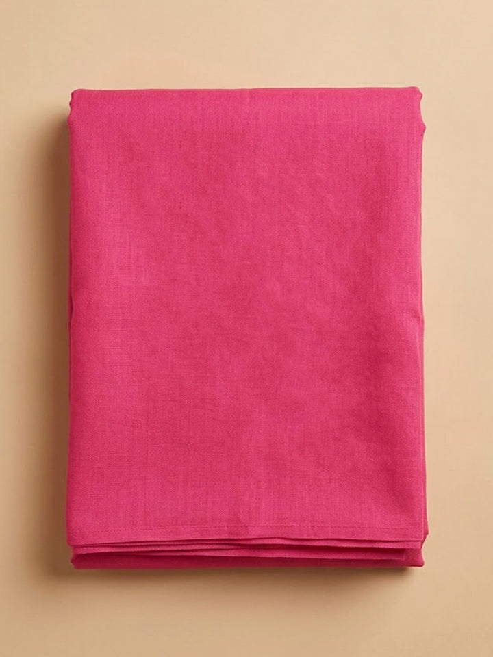 Hot Pink Chanderi Printed Unstitched Dress Material