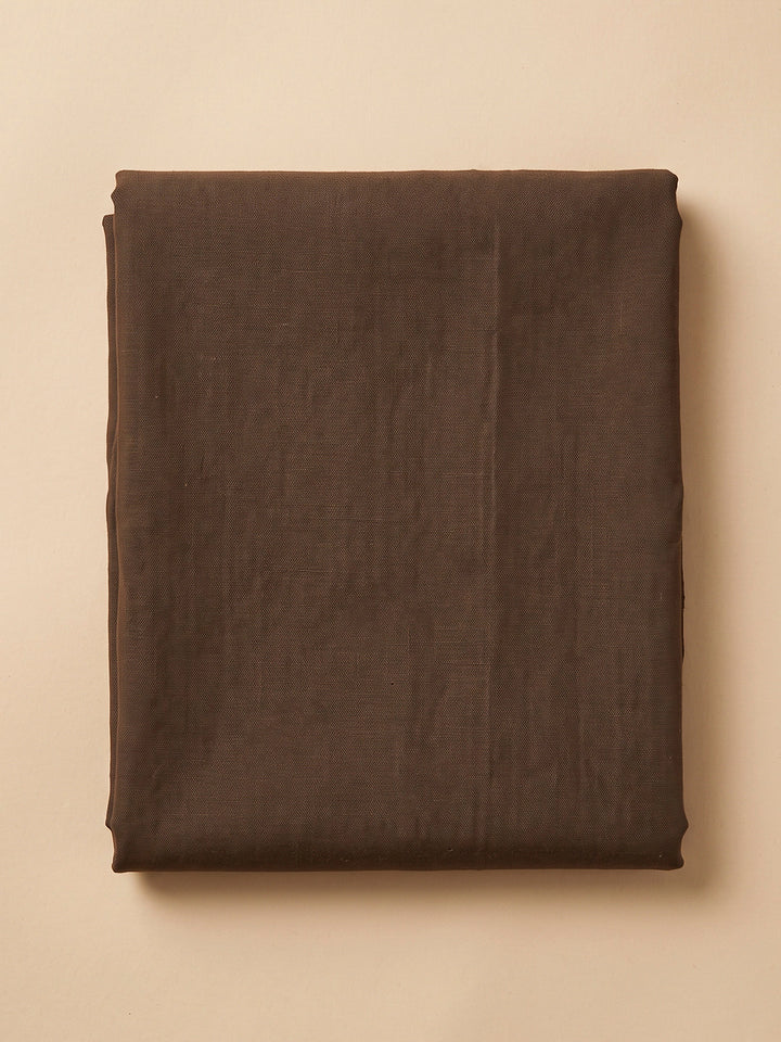 Brown Tussar Embroidered Unstitched Dress Material