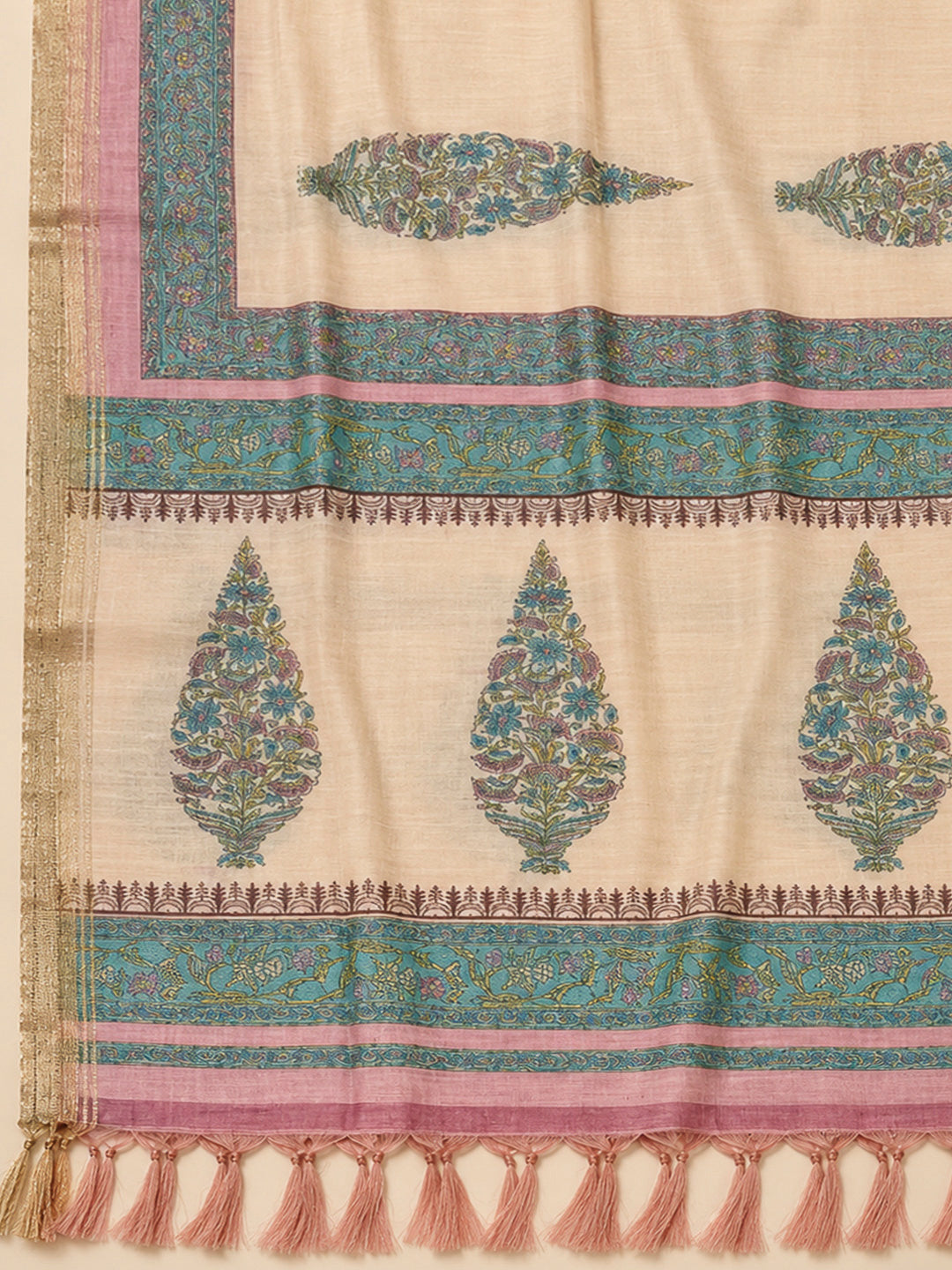 Onion Pink Chanderi Embroidered Unstitched Dress Material